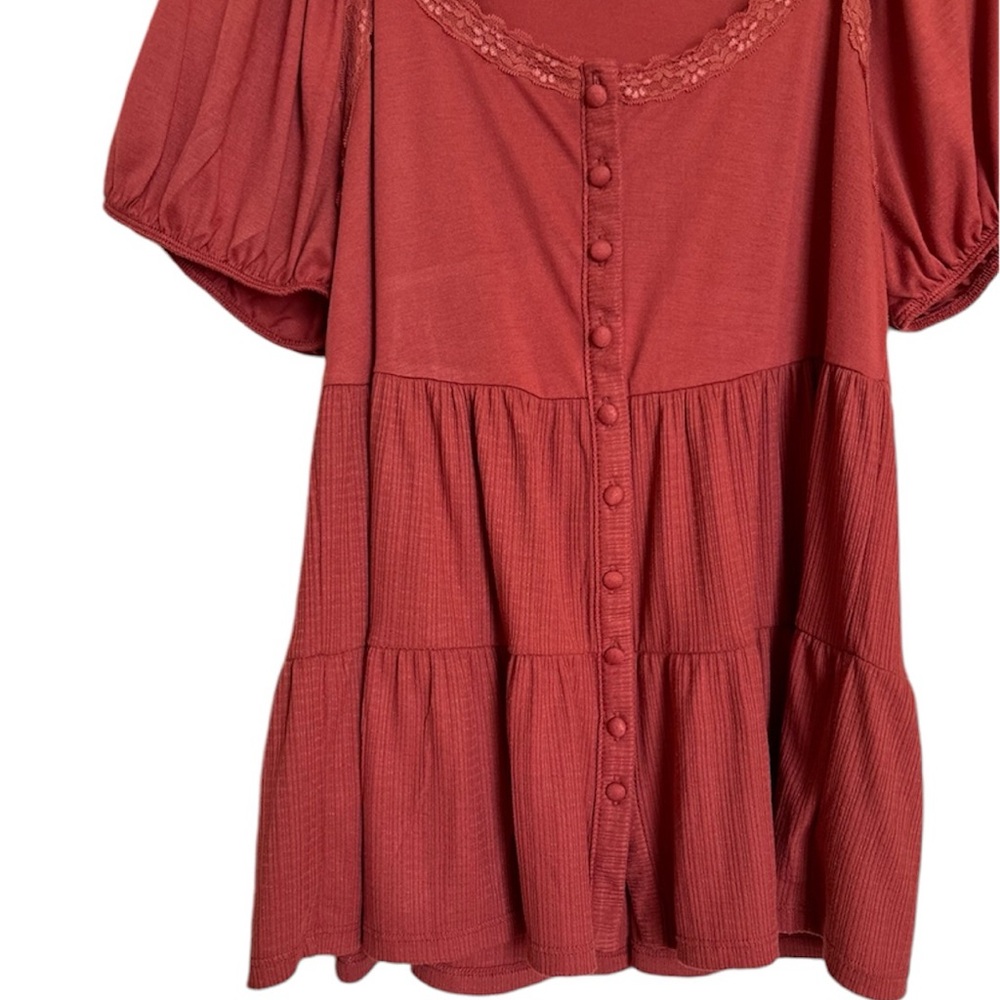 Torrid Rust Button-Front Top (Size Large) Nwot - image 2
